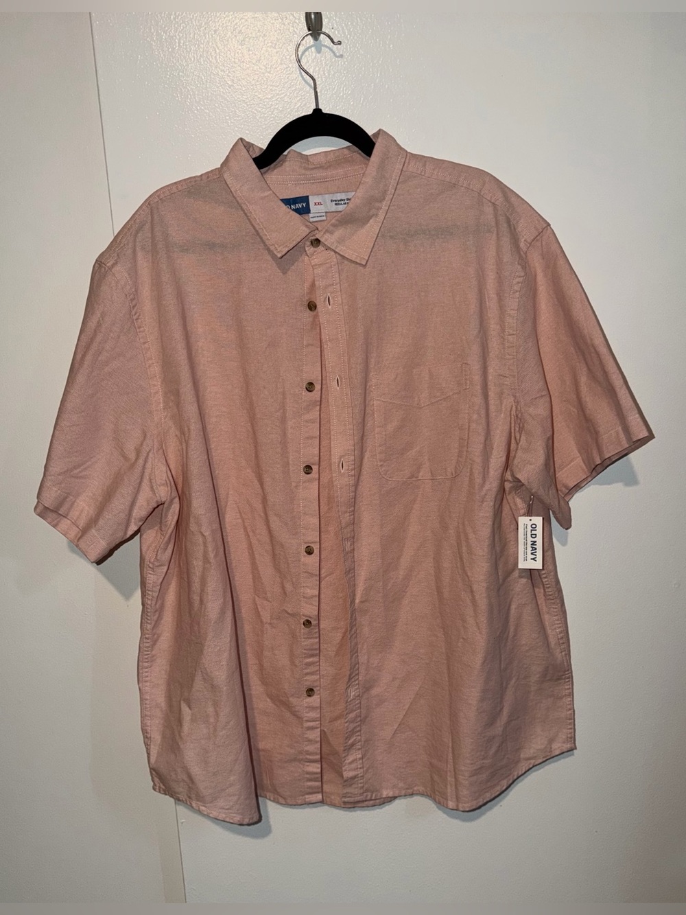New Men's Pink Short Sleeve Button Front Shirt Size XXL